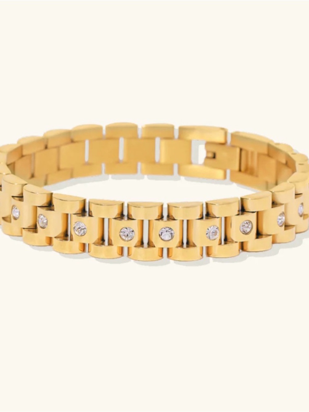 Gold Crystal-Accented Link Bracelet for Women